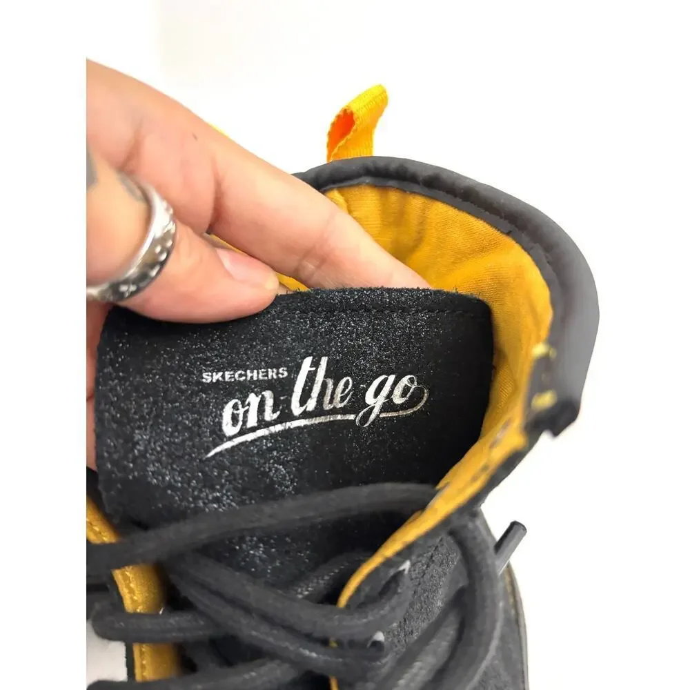 Skechers Black‎ Suede Leather Lace Up Boots 7.5 Women's Ankle On the Go
